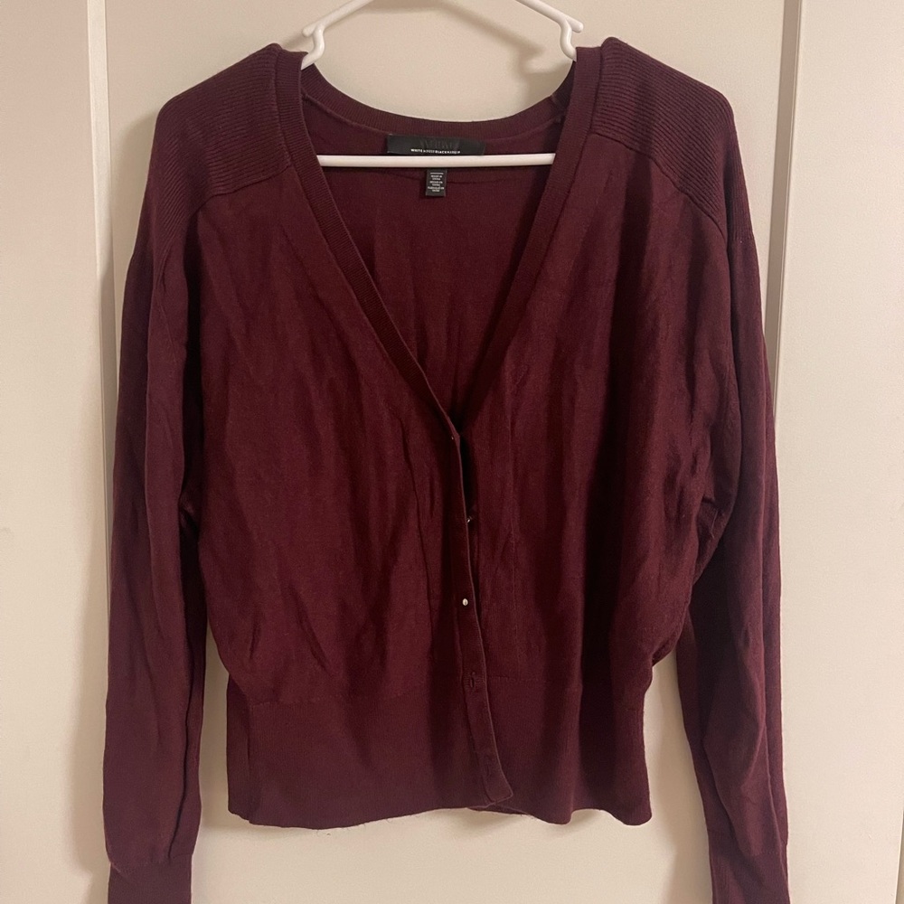White House Black Market Maroon Knit Sweater